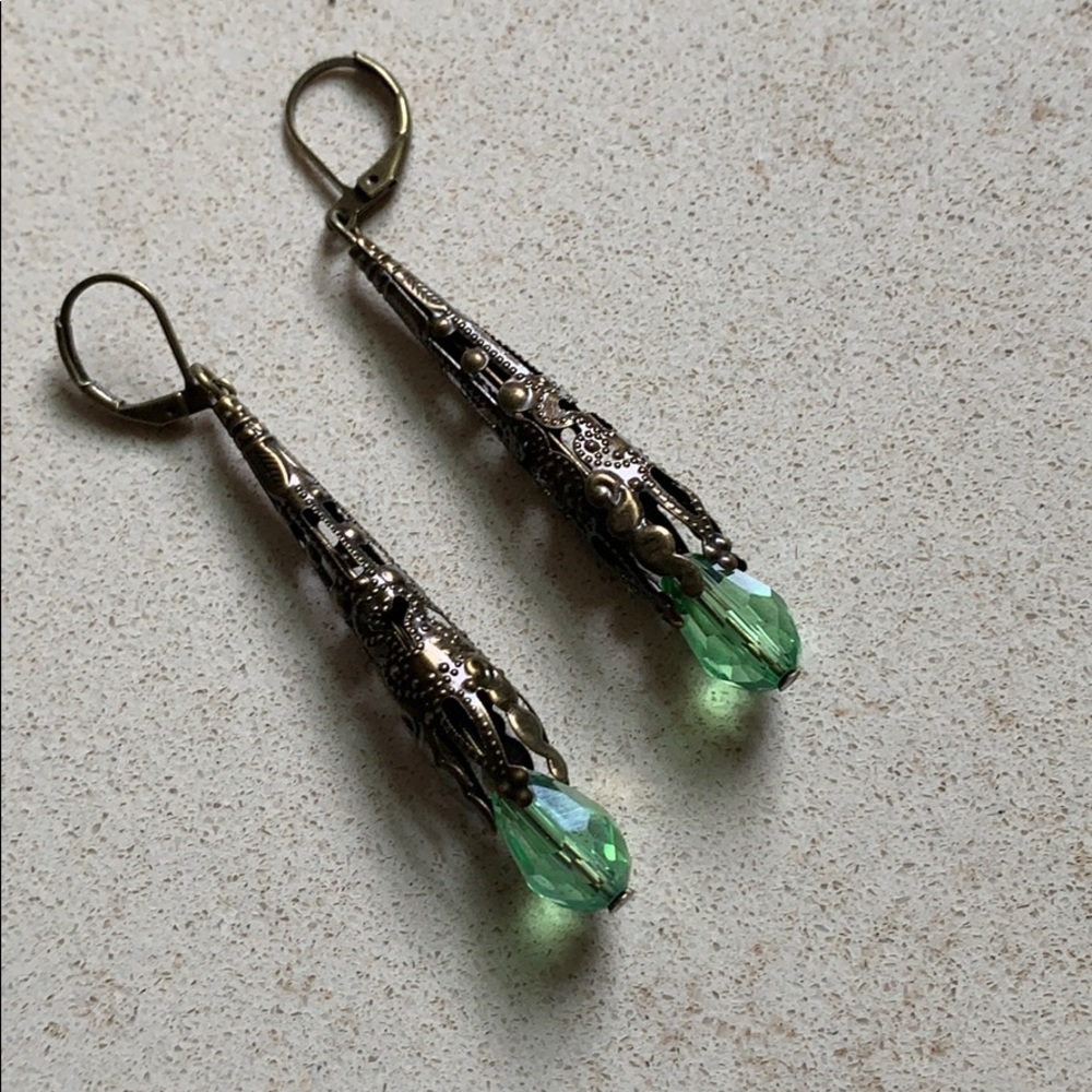 New! Peridot Long Dangle Earrings